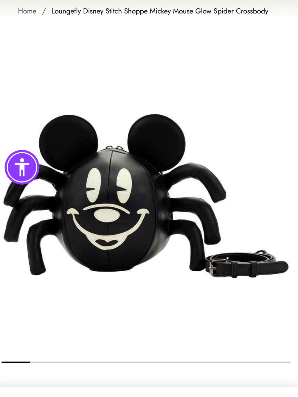 Loungefly Stitch Shoppe Mickey Mouse Glow Spider Crossbody Bag NEW